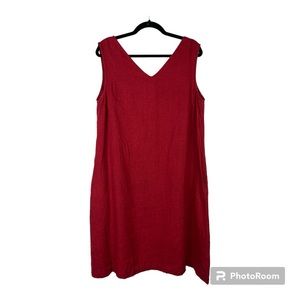 Linenfox Linen Shift Dress Burgundy Red Sz S-M